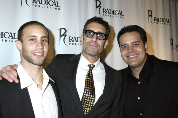 Radical Publishing's Jesse Berger, David Schiff and Teddy Cabugos attend the Grand Opening of Radical Publishing held at the Radical Publishing offices on February 19, 2009 in Los Angeles, California. 