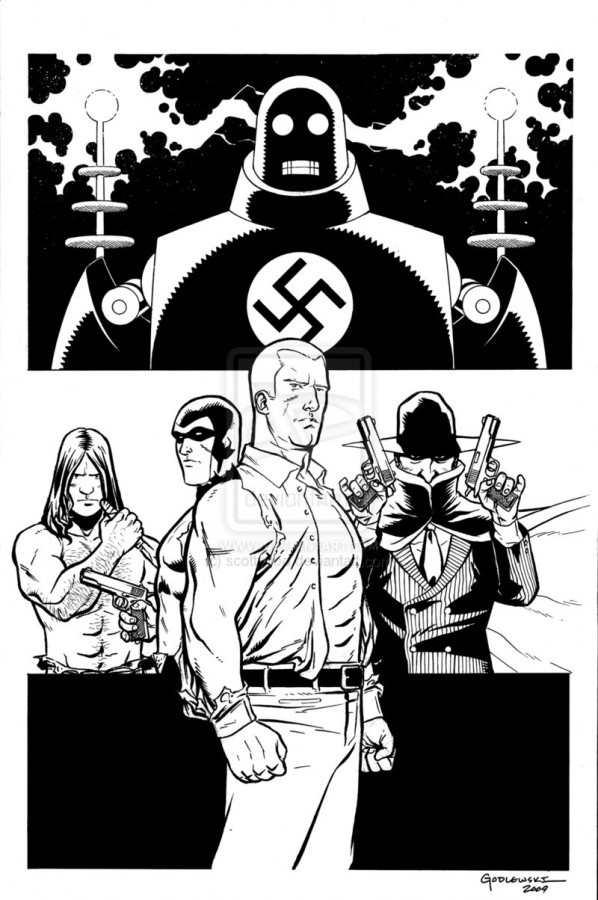 L to R: Tarzan, The Phantom, Doc Savage, The Shadow. (Click for larger image)